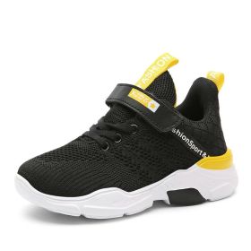 2022 New Children Mesh Breathable Sneakers Fashion Casual Lightweight Running Shoes Boys Outdoor Anti-slip Tennis Sports Shoes (Color: Black, size: 36)