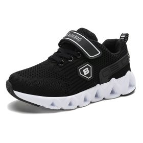 Boys Sport Shoes Summer Cushion Children Shoes Kids Breathable Tenis Infantil Light Student Outdoor Running Shoes Mesh Zapatilla (Color: black kids shoes, size: 2.5)