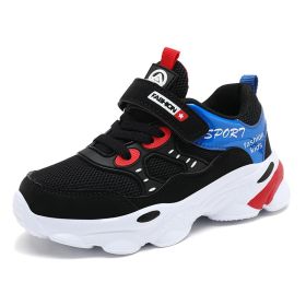 Children's New Casual Sports Shoes Mesh Breathable Running Shoes Boys Girls Outdoor Anti-slip Wear-resistant Soft Sneakers (Color: Black, size: 30)