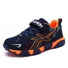 Children Breathable Single Mesh Summer Sports Shoes Boys Outdoor Casual Anti-slip Sneakers Comfort Light Walking Running Shoes (Color: orange, size: 35)