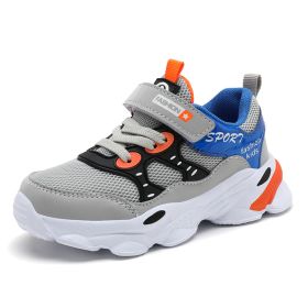 Children's New Casual Sports Shoes Mesh Breathable Running Shoes Boys Girls Outdoor Anti-slip Wear-resistant Soft Sneakers (Color: Grey, size: 39)