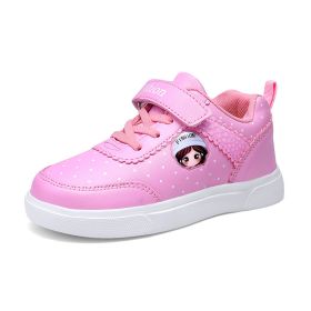 Children's Winter Sneakers Breathable Leather Kids Running Shoes Casual Waterproof Sports Shoes For Girls Sweet Cute Outdoor (Color: Pink, size: 32)