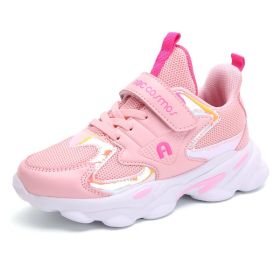 Kids Sneakers Children Shoes Running Shoes Girls Sport Shoes Tenis Infantil Light Breathable Non-slip Outdoor Gym Shoes Summer (Color: Pink mesh upper, size: 11.5)