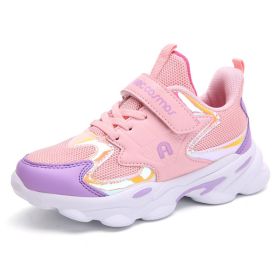 Kids Sneakers Children Shoes Running Shoes Girls Sport Shoes Tenis Infantil Light Breathable Non-slip Outdoor Gym Shoes Summer (Color: purple mesh upper, size: 5.5)