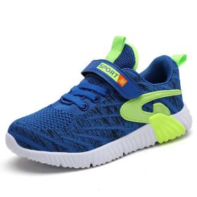 FLARUT Autumn Mesh Running Shoes Kids Sneakers Boys Breathable Casual Anti-slippery Outdoor Child Sport Shoes Trainers Footwear (Color: Sapphire blue shoes, size: 12.5)