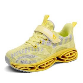 Kids Running Shoes Girls Basket Sneakers Breathable Outdoor Sport Trainers Shoes Children Walking Shoes Big Children Tenis Shoes (Color: Yellow  Sneakers, size: 5.5)