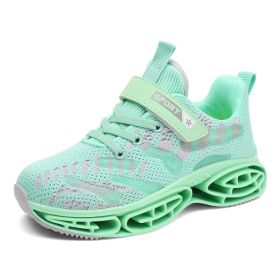 Kids Running Shoes Girls Basket Sneakers Breathable Outdoor Sport Trainers Shoes Children Walking Shoes Big Children Tenis Shoes (Color: Green  Sneakers, size: 5.5)