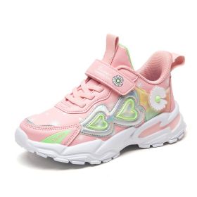 Children's Leather Shoes Kids Sneakers Lightweight Girls Running Sport Shoes Boys Fashion Casual Walking Shoes For Girls (Color: Pink, size: 36)