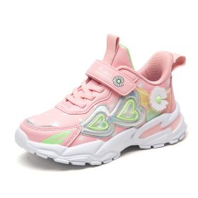 Children's Leather Shoes Kids Sneakers Lightweight Girls Running Sport Shoes Boys Fashion Casual Walking Shoes For Girls (Color: Pink, size: 33)