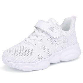 Grey Kids Running Shoes Summer Hollow Sneakers Breathable Mesh Sport Shoes Children Butterfly Pattern Footwear Chaussure Enfant (Color: white fashion shoes, size: 3)