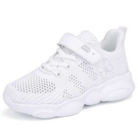 Grey Kids Running Shoes Summer Hollow Sneakers Breathable Mesh Sport Shoes Children Butterfly Pattern Footwear Chaussure Enfant (Color: white fashion shoes, size: 5.5)