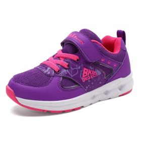 kids sneakers girls sport shoes Spring Autumn Breathable mesh running shoes cushion Outdoor gym Shoes children Tenis Infantil (Color: purple girls shoes, size: 1.5)