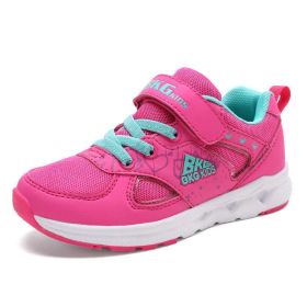 kids sneakers girls sport shoes Spring Autumn Breathable mesh running shoes cushion Outdoor gym Shoes children Tenis Infantil (Color: rose girls shoes, size: 1)