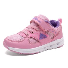 kids sneakers girls sport shoes Spring Autumn Breathable mesh running shoes cushion Outdoor gym Shoes children Tenis Infantil (Color: pink girls shoes, size: 13)