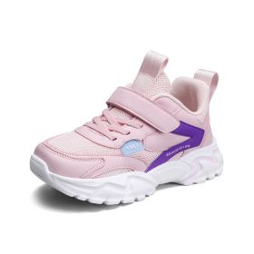 Spring New Children Mesh Breathable Sports Shoes Fashion Outdoor Light Jogging Sneakers Boys Girls Soft Anti-Slip Running Shoes (Color: Pink, size: 34)