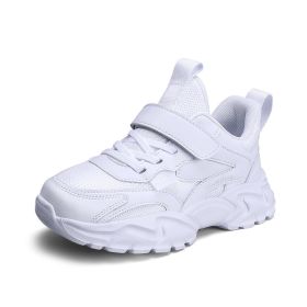 Spring New Children Mesh Breathable Sports Shoes Fashion Outdoor Light Jogging Sneakers Boys Girls Soft Anti-Slip Running Shoes (Color: White, size: 38)