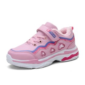 Children Sneakers Winter Kids Waterproof Running Shoes Non-slip Trainers Sport Shoes Girls Enfant Tennis Shoes Trekking Shoes (Color: Pink, size: 28)