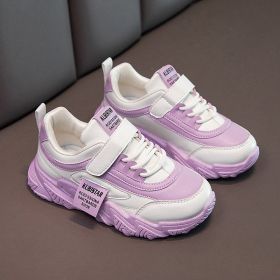 Kid Sneakers 2022 Fashion Popular New Girls' Shoes Children's Leisure Comfortable Outdoor Soft Non-silp Sports Running Shoes (Color: Purple, size: 32)