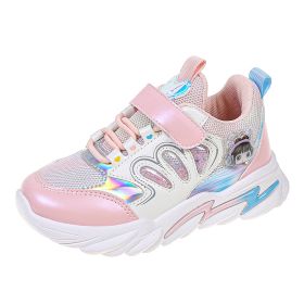 Children's Spring Autumn New Sport Shoes Outdoor Mesh Breathable Non-slip Casual Running Shoes Girls Cute Soft Bottom Sneakers (Color: Pink, size: 29)