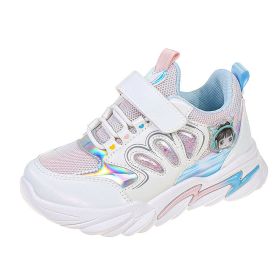 Children's Spring Autumn New Sport Shoes Outdoor Mesh Breathable Non-slip Casual Running Shoes Girls Cute Soft Bottom Sneakers (Color: White, size: 30)