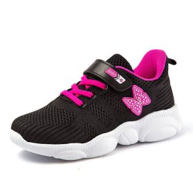 Children Sports Tennis Shoes Kids Beautiful Sneakers Girls Shoes Butterfly Pattern Princess Shoes Girls Cute Running Trainers (Color: Black, size: 11.5)