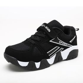 Children Shoes Summer Breathable Kids Shoes Boy Big Size 28-40 Boys Mesh Sneakers Outdoor Sport Running Trainers Net For Girls (Color: BLACK WHITE, size: 6)