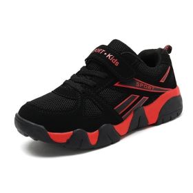 Children Shoes Summer Breathable Kids Shoes Boy Big Size 28-40 Boys Mesh Sneakers Outdoor Sport Running Trainers Net For Girls (Color: Black red, size: 11)