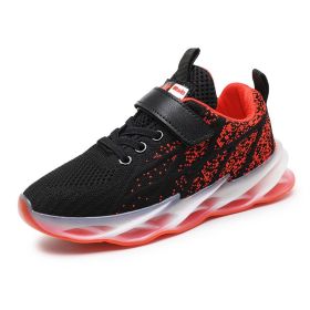 Summer Children Shoes Boys Cushion Sport Shoes Kids Breathable Tenis Infantil Light Student Outdoor Running Shoes Mesh Zapatilla (Color: Red kids shoes, size: 4.5)