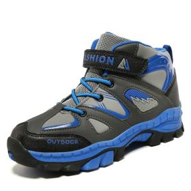 Kids Hiking Shoes Sport Shoes For Boys Teenagers Antiskid Running Shoes Walking Mountain Climbing Footwear Basket Flats Sneakers (Color: Blue, size: 5.5)