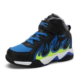 Boys Sneakers Winter Shoes Kids Cotton Shoes Fashion Sport Shoe Fur Warm Outdoor Trainer Kids Running Shoes Children Boots Tenis (Color: Blue, size: 3)