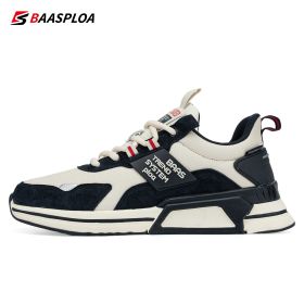 Baasploa New Men Fashion Leather Waterproof Casual Shoes Non-Slip Wear-Resistant Running Shoes Breathable Male Sneakers (Color: 113510-MSSL, size: 41)