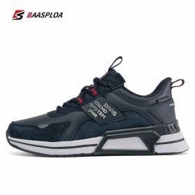 Baasploa New Men Fashion Leather Waterproof Casual Shoes Non-Slip Wear-Resistant Running Shoes Breathable Male Sneakers (Color: 113510-LA, size: 41)