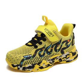 Kids Sport Shoes Light Girls Running Shoes Children Breathable Mesh Shoes For Girls Sneakers Outdoor Anti slip Tenis Infantil (Color: YELLOW, size: 3)