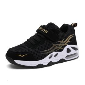 Kids Sneakers Boys Super Light Air Cushion Running Shoes Casual Outdoor Breathable Anti-slippery Sports Shoes Soft Jogging Flats (Color: Black gold 2007, size: 11)