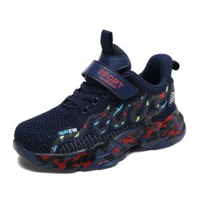 Kids Sport Shoes Light Girls Running Shoes Children Breathable Mesh Shoes For Girls Sneakers Outdoor Anti slip Tenis Infantil (Color: Blue, size: 5.5)