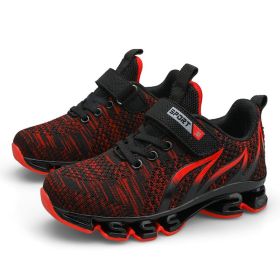 Big Children Running Shoes Boys Sneakers Spring Autumn Breathable Shoes Kids Sport Shoes Light Outdoor Hollow Sole Tenis Shoes (Color: red boys shoes, size: 33)