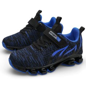 Big Children Running Shoes Boys Sneakers Spring Autumn Breathable Shoes Kids Sport Shoes Light Outdoor Hollow Sole Tenis Shoes (Color: blue boys shoes, size: 37)