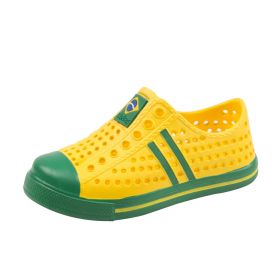 Big Children Running Shoes Boys Sneakers Spring Autumn Breathable Shoes Kids Sport Shoes Light Outdoor Hollow Sole Tenis Shoes (Color: kids yellow, size: 32)