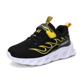 Big Children Running Shoes Boys Sneakers Spring Autumn Breathable Shoes Kids Sport Shoes Light Outdoor Hollow Sole Tenis Shoes (Color: sneakers kids yellow, size: 28)