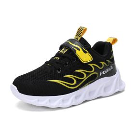 Big Children Running Shoes Boys Sneakers Spring Autumn Breathable Shoes Kids Sport Shoes Light Outdoor Hollow Sole Tenis Shoes (Color: sneakers kids yellow, size: 30)