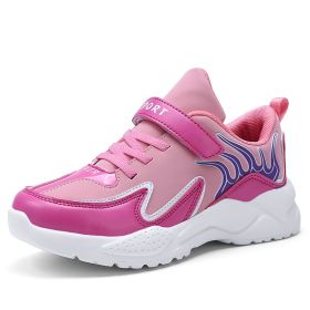 Size 29-36 Kids Running Shoes Boys Sneakers Breathable Leather Anti-Slippery Comfortable Casual Footwear Child Light Sport Shoe (Color: Pink, size: 2.5)