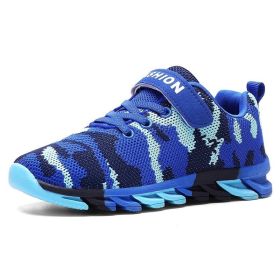 2019 Trend Kids Sneakers Breathable Air Mesh Running Shoes Children Sports Walking Shoes Outdoor Camouflage Green Blue Trainers (Color: Ivory, size: 3)