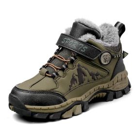 Kids Hiking Shoes Teenagers Antiskid Running Shoes Walking Mountain Sport Shoes For Boys Climbing Footwear Basket Kids Sneakers (Color: Army Green, size: 36)