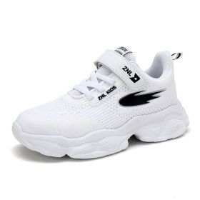 New Children Sneakers Velcro Mesh Casual Sport Shoes Boys Basket Shoes Breathable Non-slip Trend Style Kids School Running Shoes (Color: white boys shoes, size: 6)