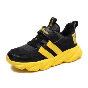 Fashion Kid Running Sneakers Autumn Sport Shoes Tenis Infantil Boys Basket Footwear Lightweight Breathable Mesh Chaussure Enfant (Color: yellow shoes boys, size: 5.5)