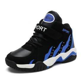 Waterproof Kids Sport Shoes High Top Boys Basketball Shoes Spring Autumn Leather Running Shoes Non-slip Sneakers Tenis Infantil (Color: Blue Kids Shoes, size: 13)