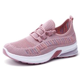 Fashion Sneakers Women 2022 Summer Breathable Mesh Fabric Shoes Woman Flat Shoes Casual Lace Up Running Shoes Female Trainers (Color: Pink, size: 6)