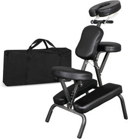 Portable Massage Chair Foldable Tattoo Therapy Chair 4 Inches Thickness Sponge Face Cradle Spa Salon Massage Chair (Black) (Color: Black)