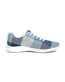 Men's Athletic Sneakers, Blue Plaid Low Top Canvas Running Shoes - 01EPZT (Color: Blue, size: 7)